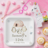 かわいい冬ペンギン誕生日パーティー ペーパープレート (パーティー)