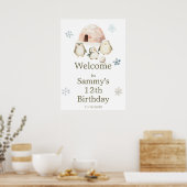 かわいい冬ペンギン誕生日パーティー ポスター (キッチン)