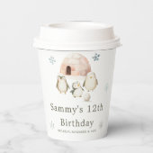 かわいい冬ペンギン誕生日パーティー 紙コップ (裏面)