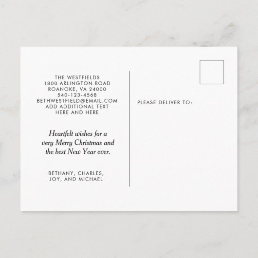 かわいい冬ロビンラストグレーホリデームービングアナウンクス 案内ポストカード (裏面)