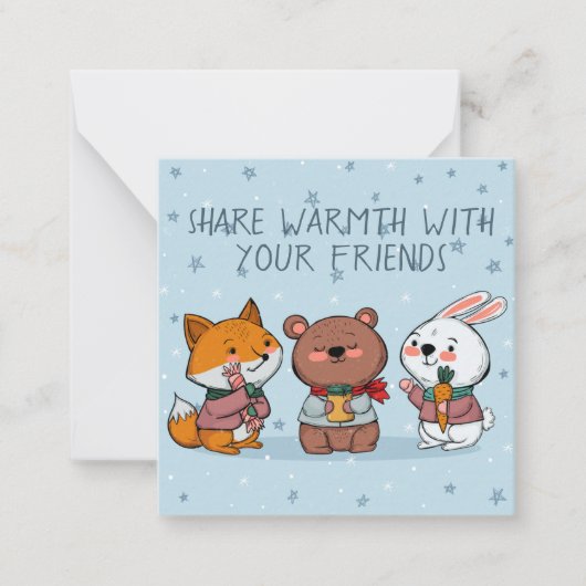 かわいい冬動物 ノートカード (正面)