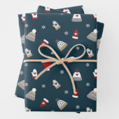 かわいい冬毛の帽子と手袋の柄 ラッピングペーパーシート (インサイチュ)