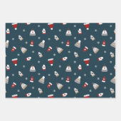 かわいい冬毛の帽子と手袋の柄 ラッピングペーパーシート (正面)