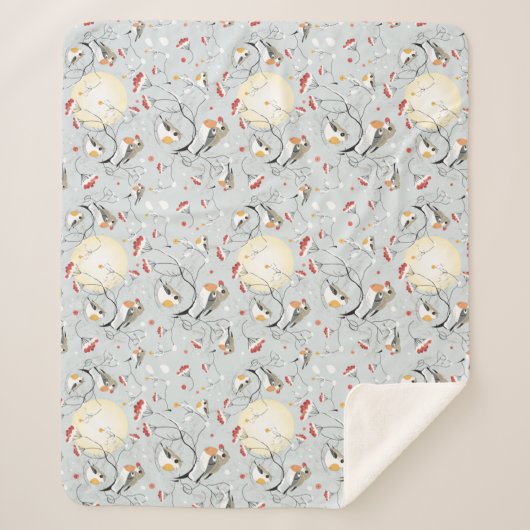 かわいい冬鳥 シェルパブランケット (正面)