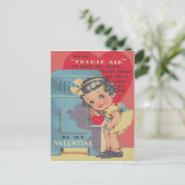 かわいい冷蔵庫ハートアイスケーキバレンタイン シーズンポストカード (スタンド正面)