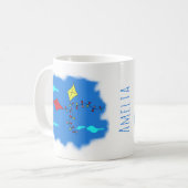 かわいい凧のイラストと子供の名前 コーヒーマグカップ (正面左)