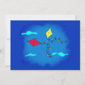 かわいい凧レッドイエローネーム子供の誕生日写真 サンキューカード (裏面)