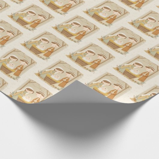 かわいい出生クリスマス ラッピングペーパー (角)