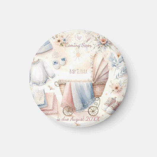 かわいい出産予定日アナウンス招待状 マグネット (正面)