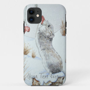 かわいい分野マウスの冬の雪場面野性生物 iPhone 11 ケース