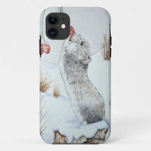 かわいい分野マウスの冬の雪場面野性生物 iPhone 11 ケース