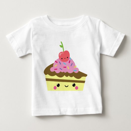 かわいい切れのかわいいのアイスクリームのケーキ ベビーTシャツ (正面)