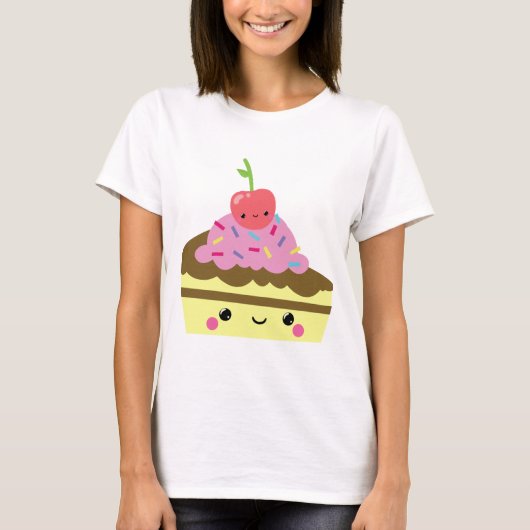 かわいい切れのかわいいのアイスクリームのケーキ Tシャツ (正面)