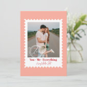 かわいい切手の写真のハート　バレンタインデー シーズンカード (スタンド正面)