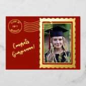 かわいい切手の卒業生 箔招待状 (正面)