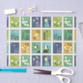 かわいい切手ティッシュペーパー 薄葉紙 (クラフト)