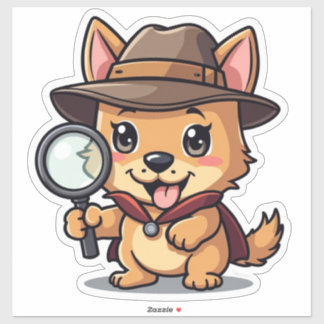 かわいい刑事Pupが鏡を持って シール