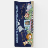 かわいい列車のエンジンの誕生日パーティー 横断幕 (縦)