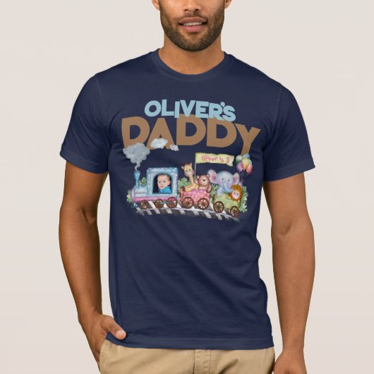かわいい列車のエンジン親の誕生日 Tシャツ (正面)