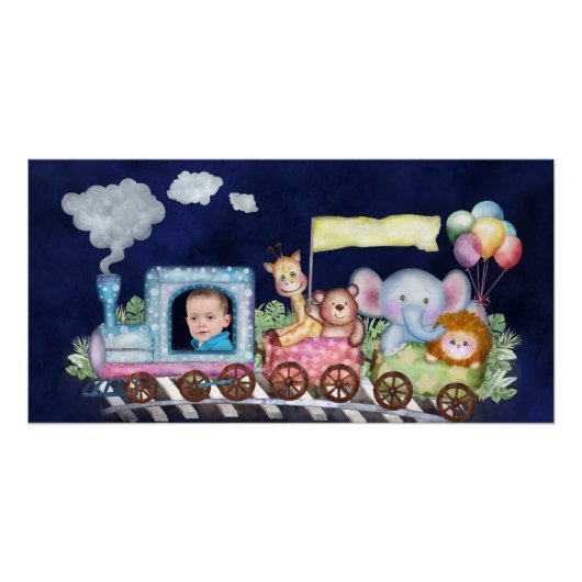 かわいい列車のエンジン ポスター (正面)