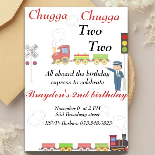 かわいい列車の誕生日招待状2歳の誕生日 招待状