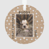 かわいい初めてのクリスマスの子犬の写真 オーナメント (裏面)