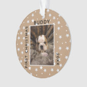 かわいい初めてのクリスマスの子犬の写真 オーナメント (正面)