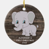 かわいい初めてのクリスマスエレファントボーイベビー セラミックオーナメント (裏面)