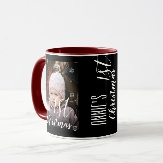 かわいい初めてのクリスマスキッズスノーフレークのクリスマス マグカップ (正面左)