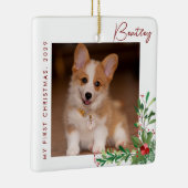 かわいい初めてのクリスマスドッグフォトセラミックオーナメント セラミックオーナメント (右)