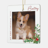 かわいい初めてのクリスマスドッグフォトセラミックオーナメント セラミックオーナメント (左)