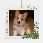 かわいい初めてのクリスマスドッグフォトセラミックオーナメント セラミックオーナメント (裏面)