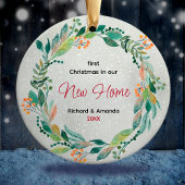 かわいい初めてのクリスマスニューホームリース セラミックオーナメント
