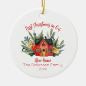 かわいい初めてのクリスマスニューホーム セラミックオーナメント (正面)