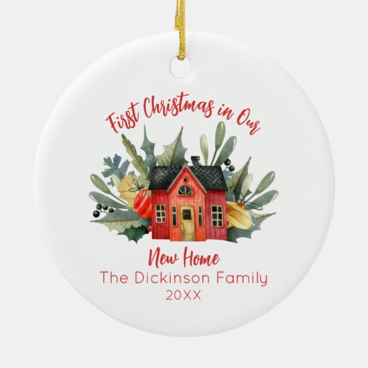 かわいい初めてのクリスマスニューホーム セラミックオーナメント (裏面)