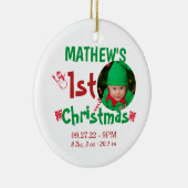 かわいい初めてのクリスマスベビー誕生統計の写真 セラミックオーナメント (右)