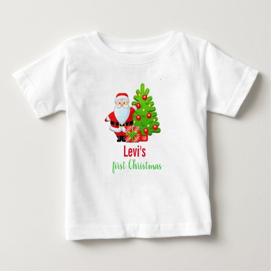 かわいい初めてのクリスマスマンガサンタクロース ベビーTシャツ (正面)