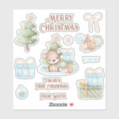 かわいい初めてのクリスマス名ベアコンターキスカット シール (シート)