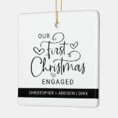 かわいい初めてのクリスマス婚約したフォトクリスマス セラミックオーナメント (左)