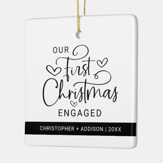 かわいい初めてのクリスマス婚約したフォトクリスマス セラミックオーナメント (左)