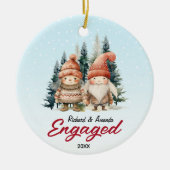 かわいい初めてのクリスマス婚約北欧テーマ セラミックオーナメント (正面)