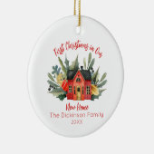 かわいい初めてのクリスマス新しいホーム写真 セラミックオーナメント (右)