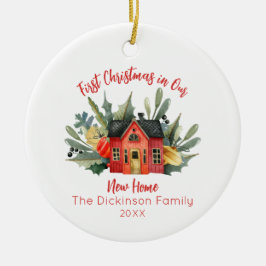 かわいい初めてのクリスマス新しいホーム写真 セラミックオーナメント