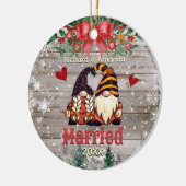 かわいい初めてのクリスマス結婚した格言 セラミックオーナメント (左)