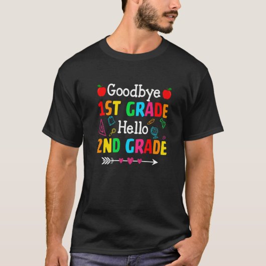 かわいい別れ1年生こんにちは2年生バックSch Tシャツ (正面)