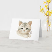 かわいい刺繍の猫好きに最適空白の カード (黄色い花)