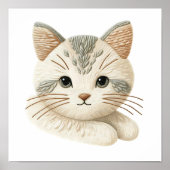 かわいい刺繍キティ壁アート 猫好きのための ポスター (正面)