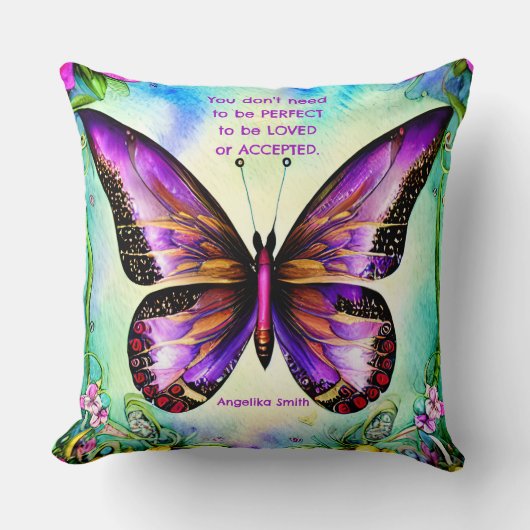 かわいい前向きと名前をカスタムする好き クッション (正面)