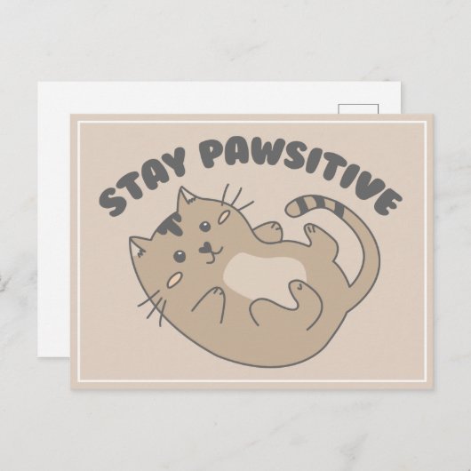 かわいい前向きステイ猫プン ポストカード (正面/裏面)