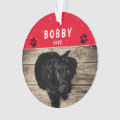 かわいい前赤い犬やペットのクリスマスフォト オーナメント (正面)